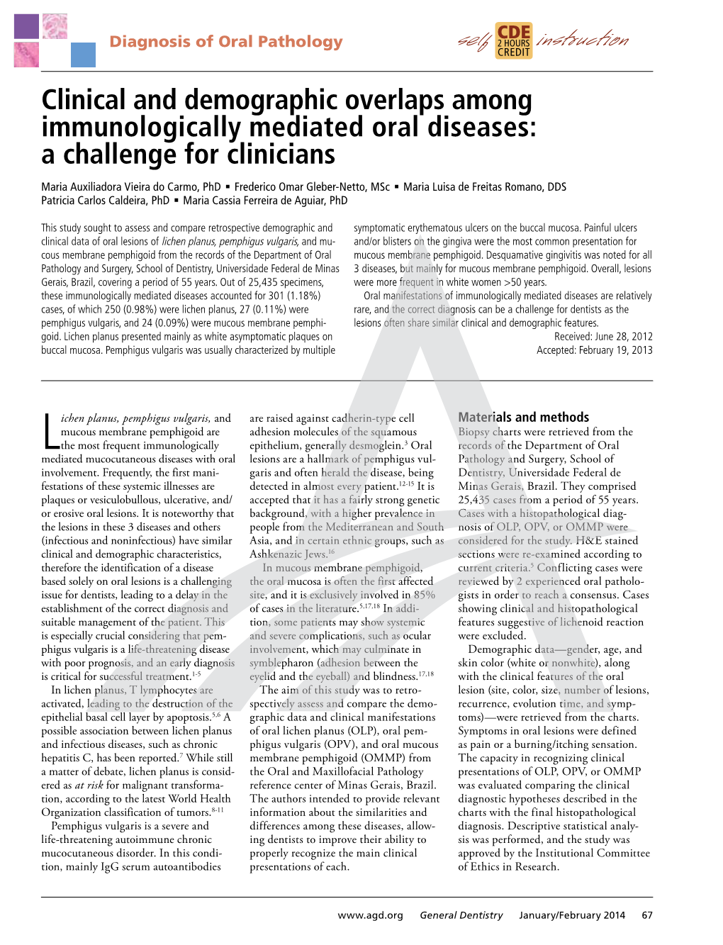 Clinical and Demographic Overlaps Among Immunologically Mediated Oral Diseases: a Challenge for Clinicians
