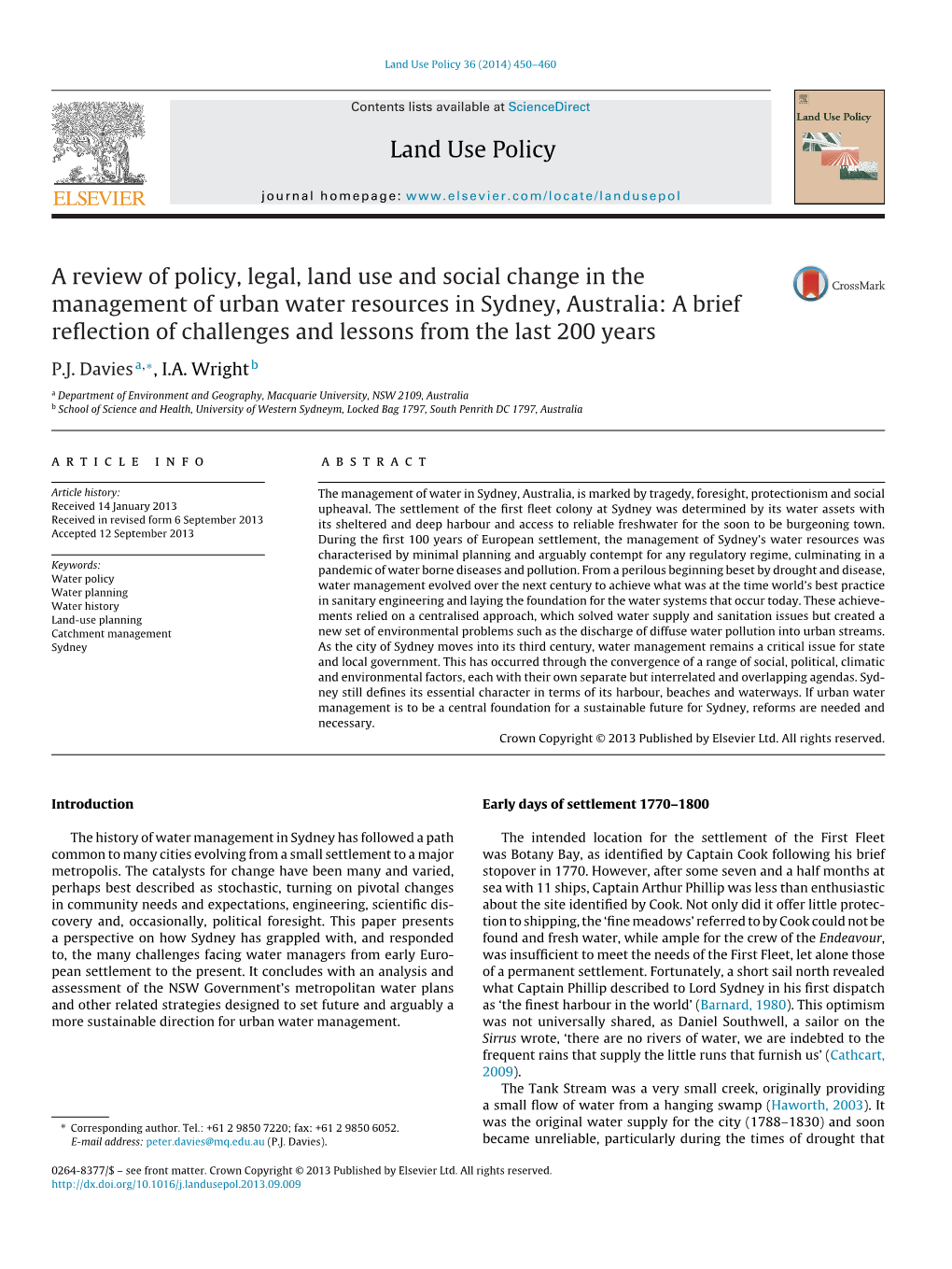 A Review of Policy, Legal, Land Use and Social Change in the Management