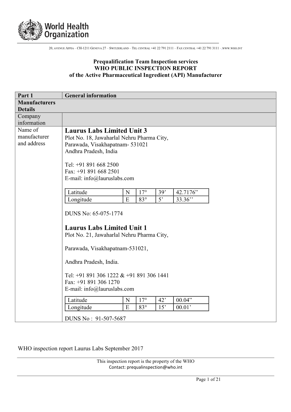 Laurus Labs Limited (Unit-1 & Unit-3)