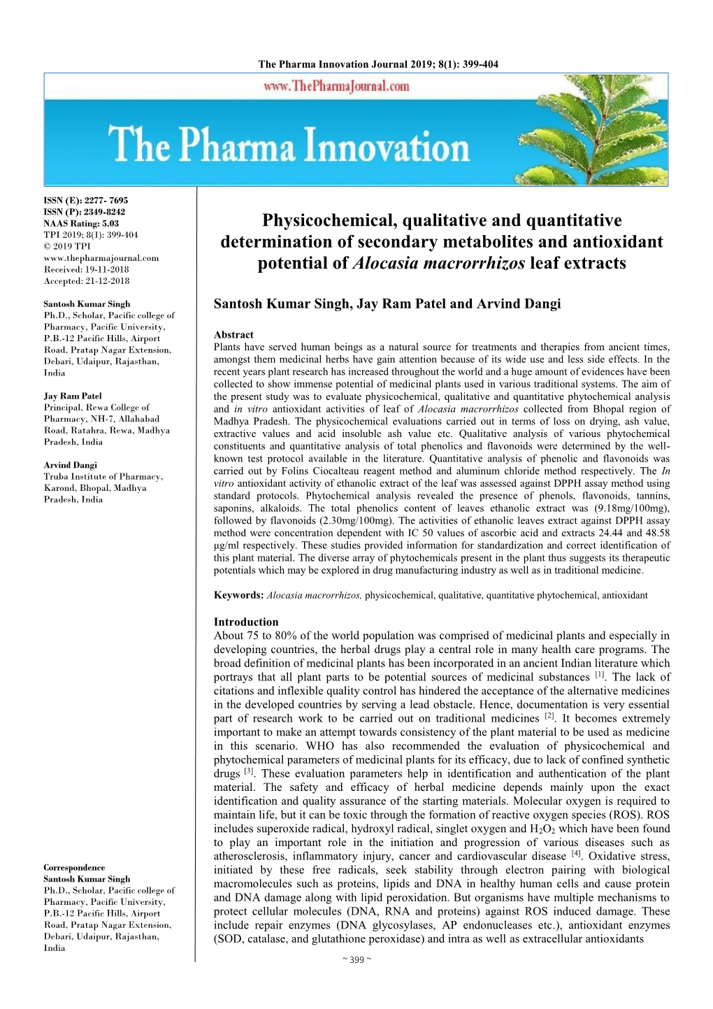 Physicochemical, Qualitative and Quantitative Determination Of