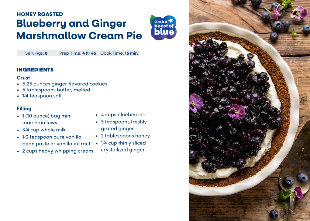 Blueberry and Ginger Marshmallow Cream Pie