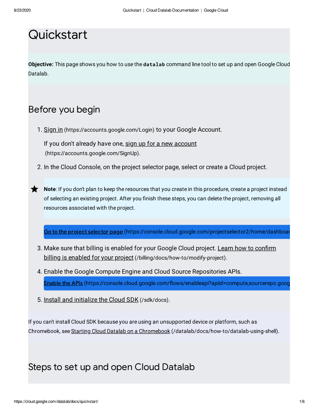 Quickstart | Cloud Datalab Documentation | Google Cloud