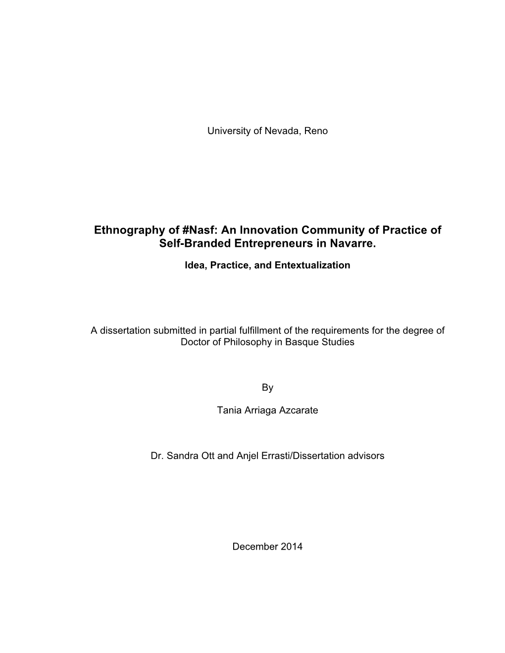 Ethnography of #Nasf: an Innovation Community of Practice of Self-Branded Entrepreneurs in Navarre