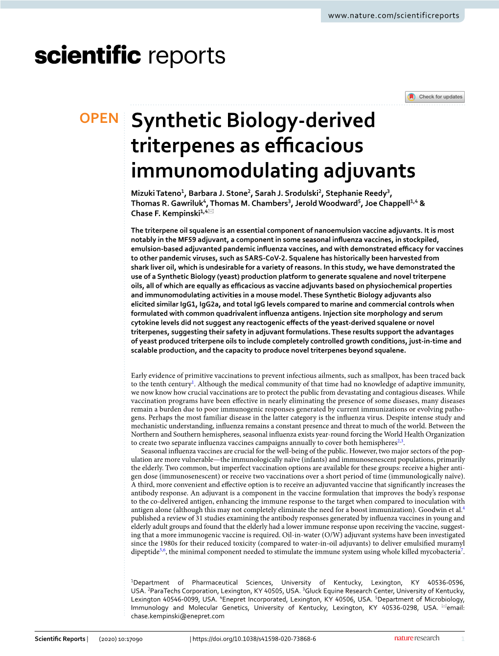 Synthetic Biology-Derived Triterpenes As Efficacious Immunomodulating