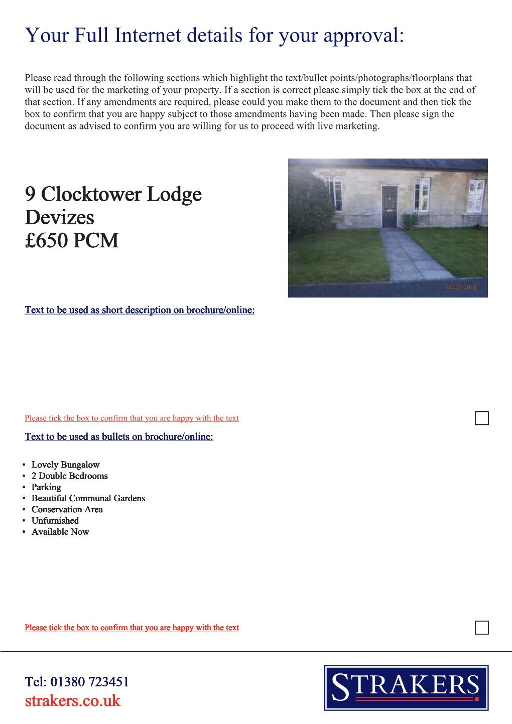 9 Clocktower Lodge Devizes £650 PCM Your Full Internet Details For