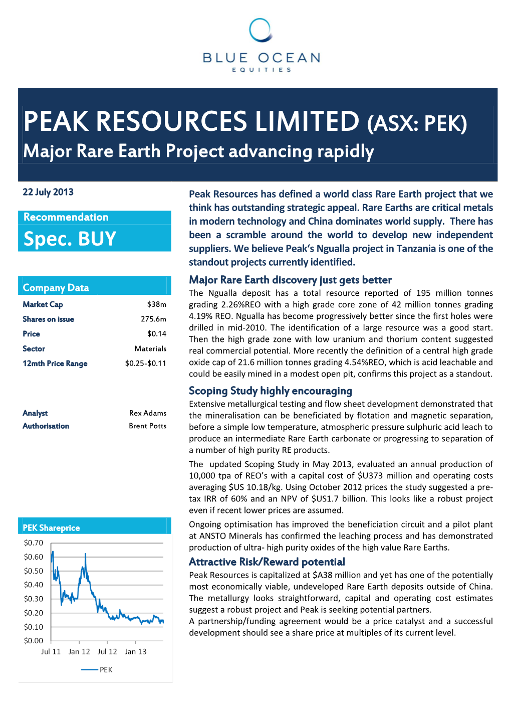 BOEQ – PEK Research Note July 2013