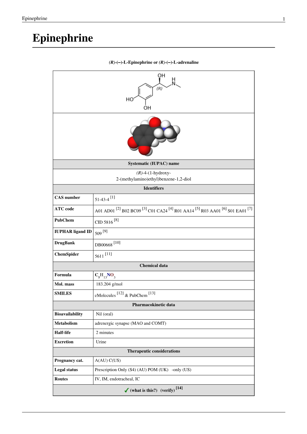 Epinephrine 1 Epinephrine