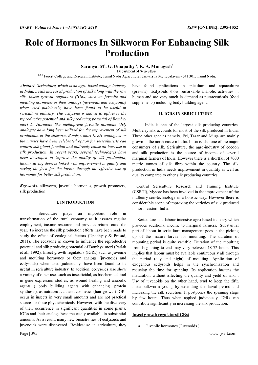 Role of Hormones in Silkworm for Enhancing Silk Production