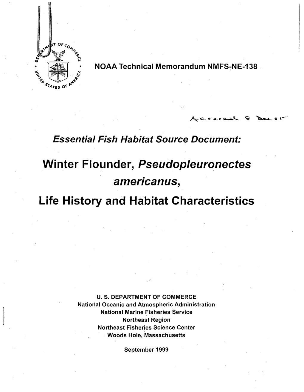 NOAA Technical Memorandum NMFS-NE-138