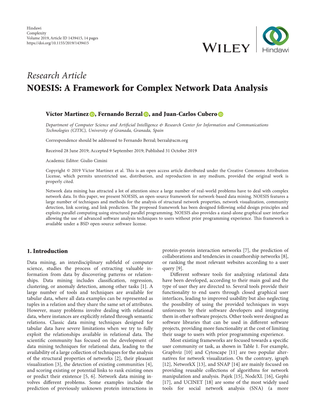 NOESIS: a Framework for Complex Network Data Analysis