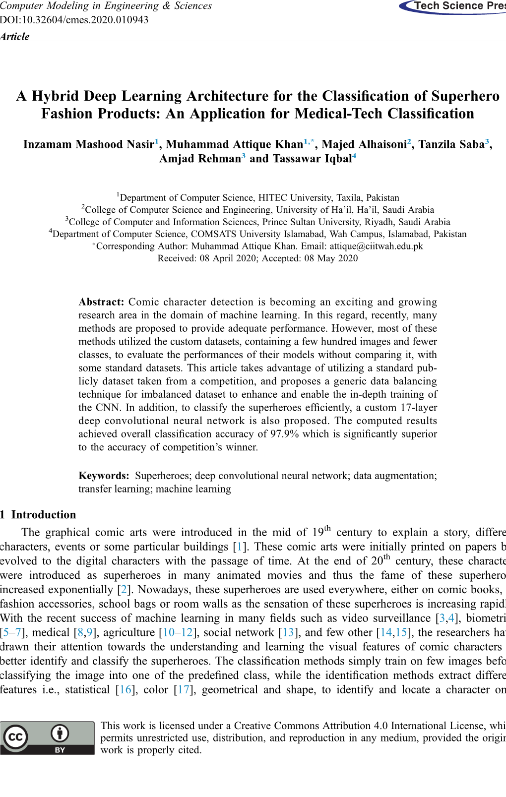 A Hybrid Deep Learning Architecture for the Classification of Superhero