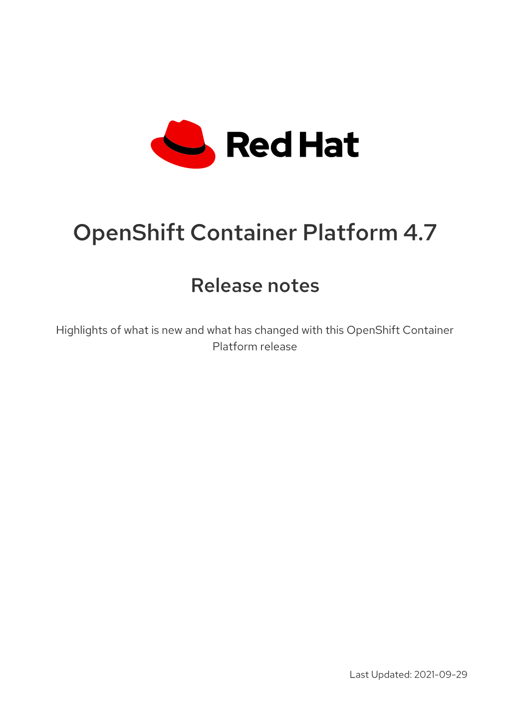 Openshift Container Platform 4.7 Release Notes