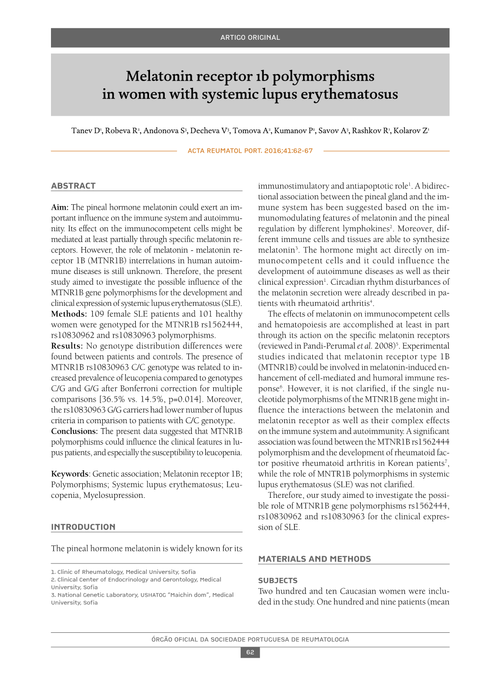 Melatonin Receptor 1B Polymorphisms in Women with Systemic Lupus Erythematosus