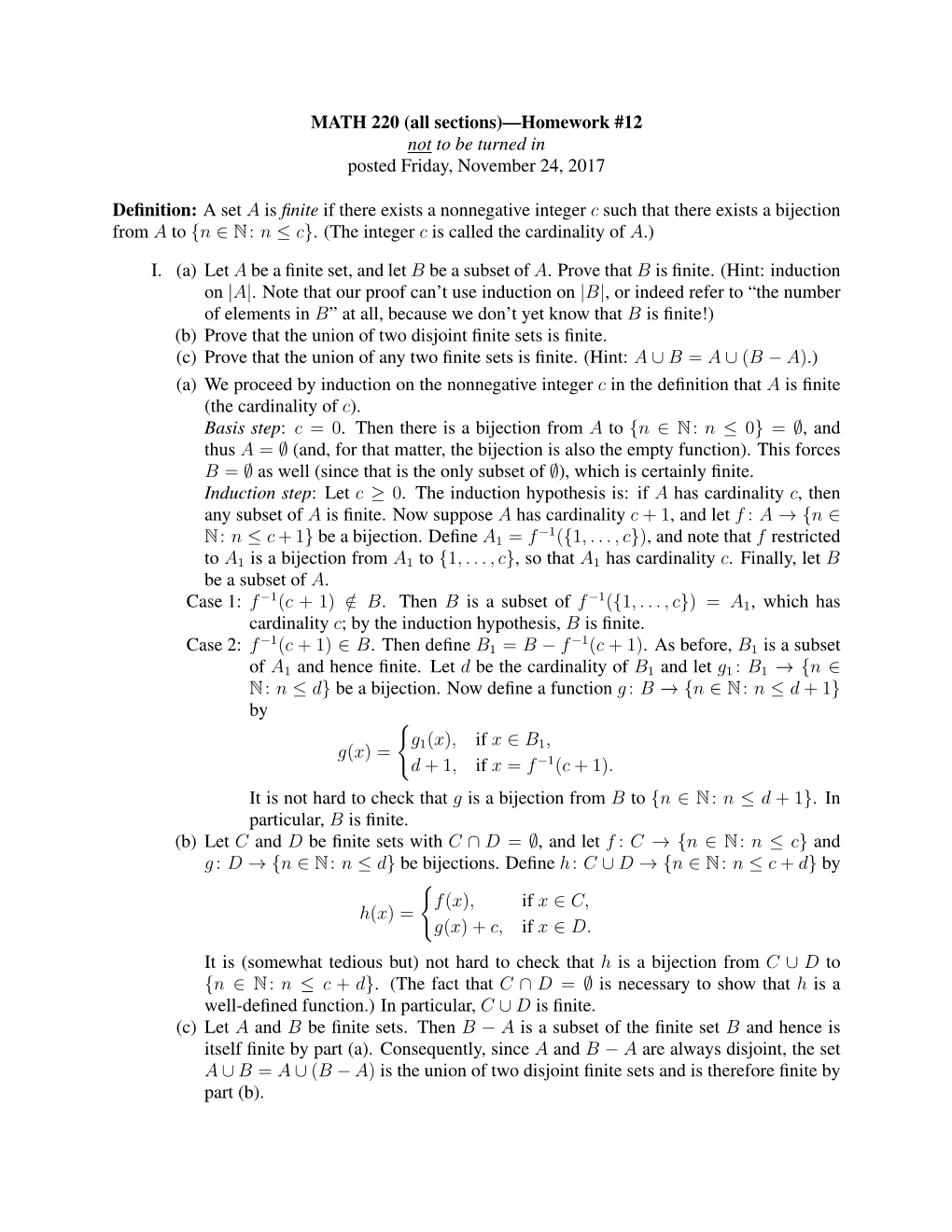 MATH 220 (All Sections)—Homework #12 Not to Be Turned in Posted Friday, November 24, 2017