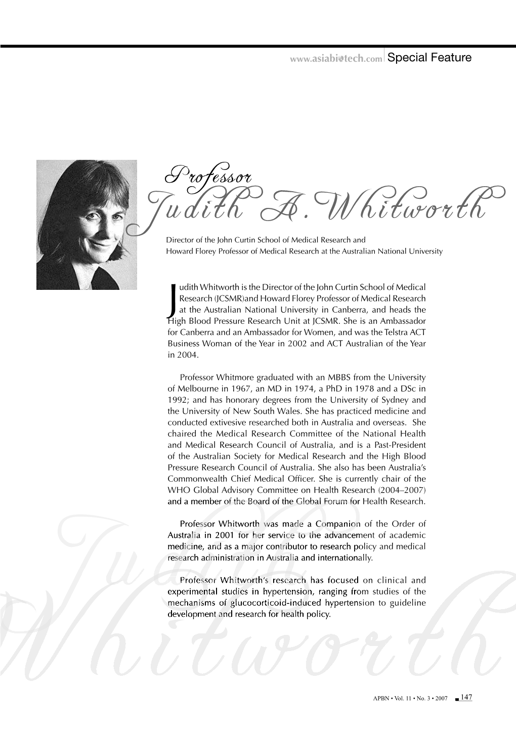 Professor Judith A. Whitworth