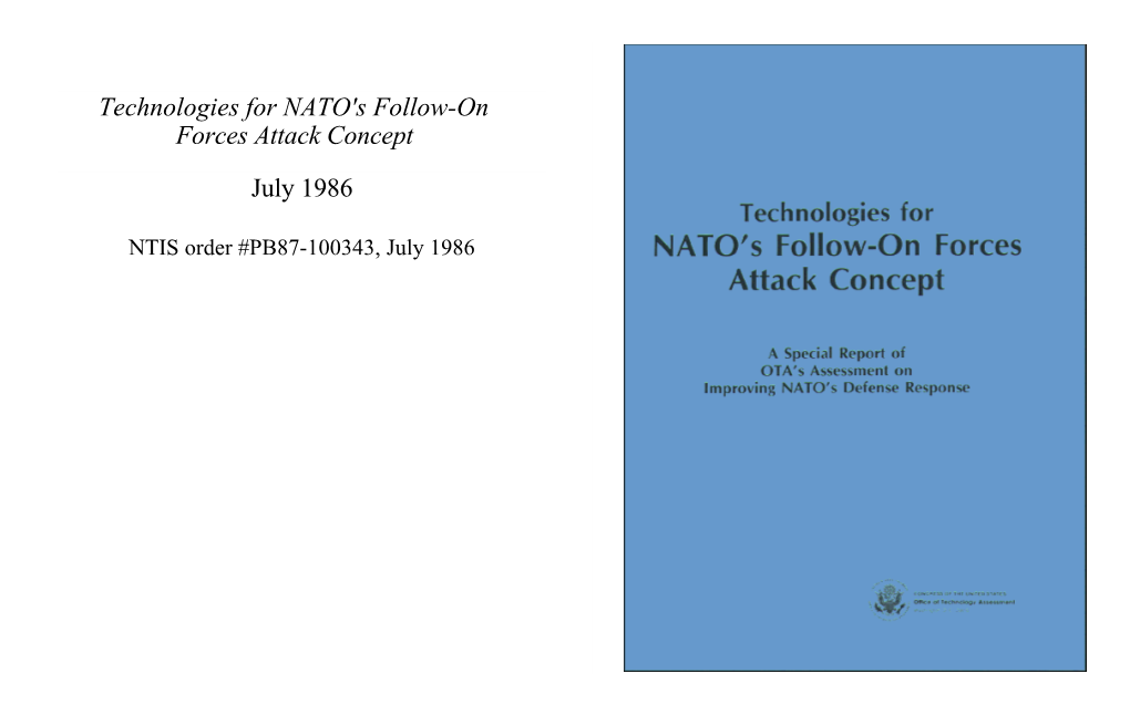 Technologies for NATO's Follow-On Forces Attack Concept (July 1986)