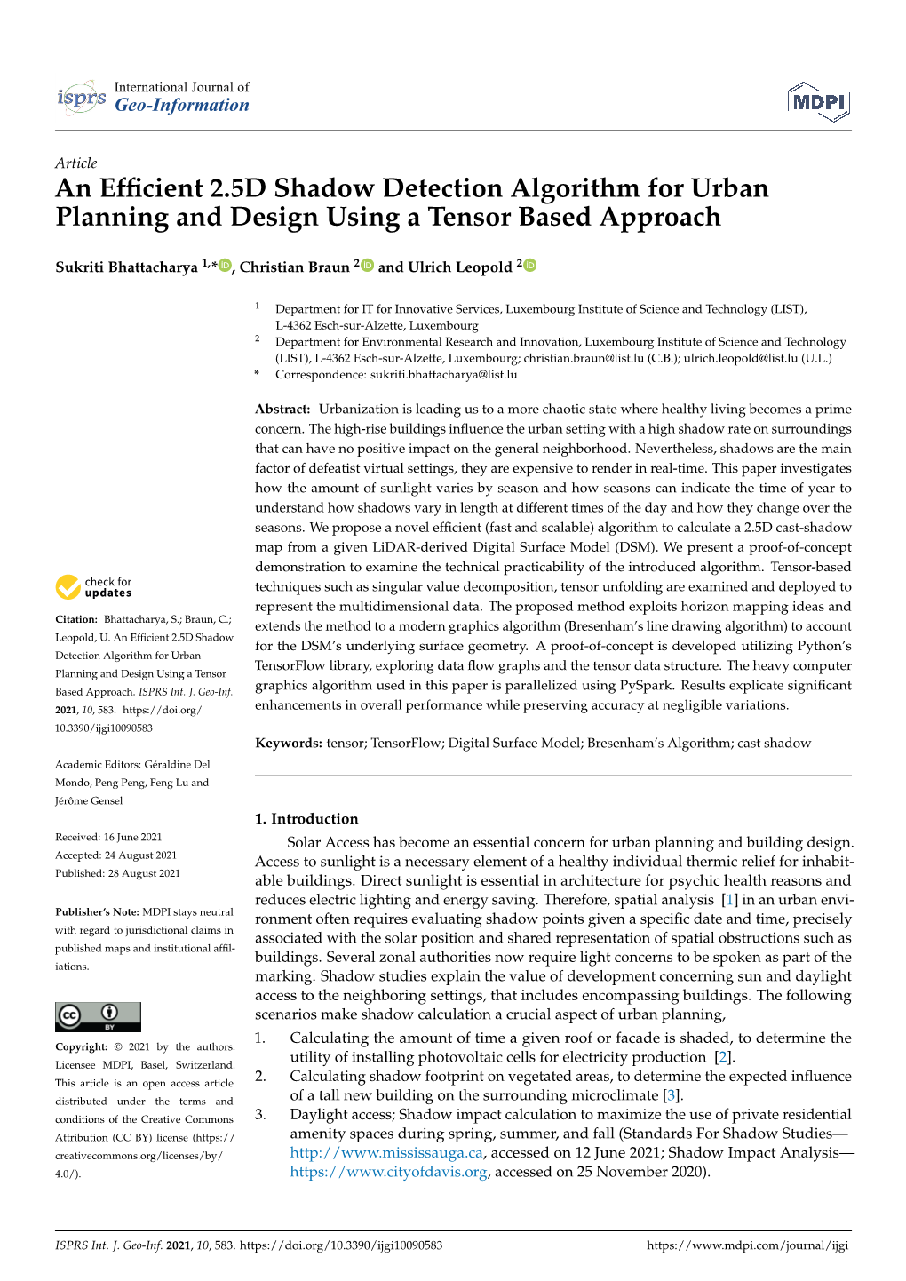 An Efficient 2.5D Shadow Detection Algorithm for Urban Planning And