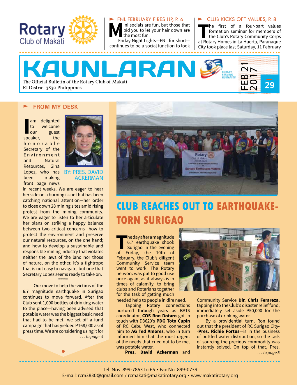 KAUNLARAN the Official Bulletin of the Rotary Club of Makati RI District 3830 Philippines FEB 21 FEB 2017 29