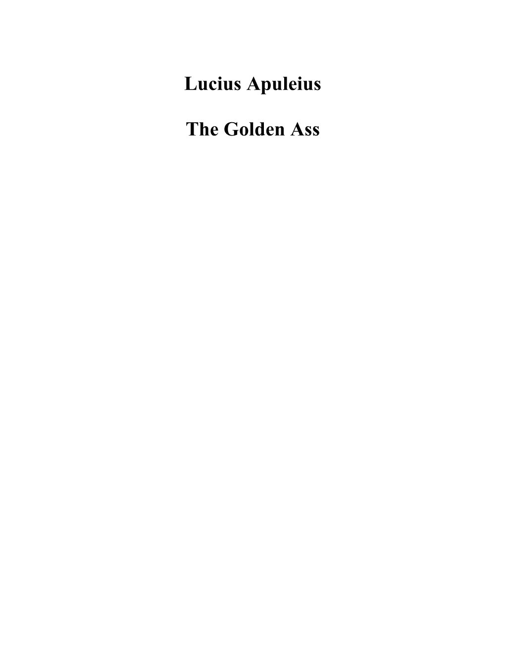 Lucius Apuleius the Golden