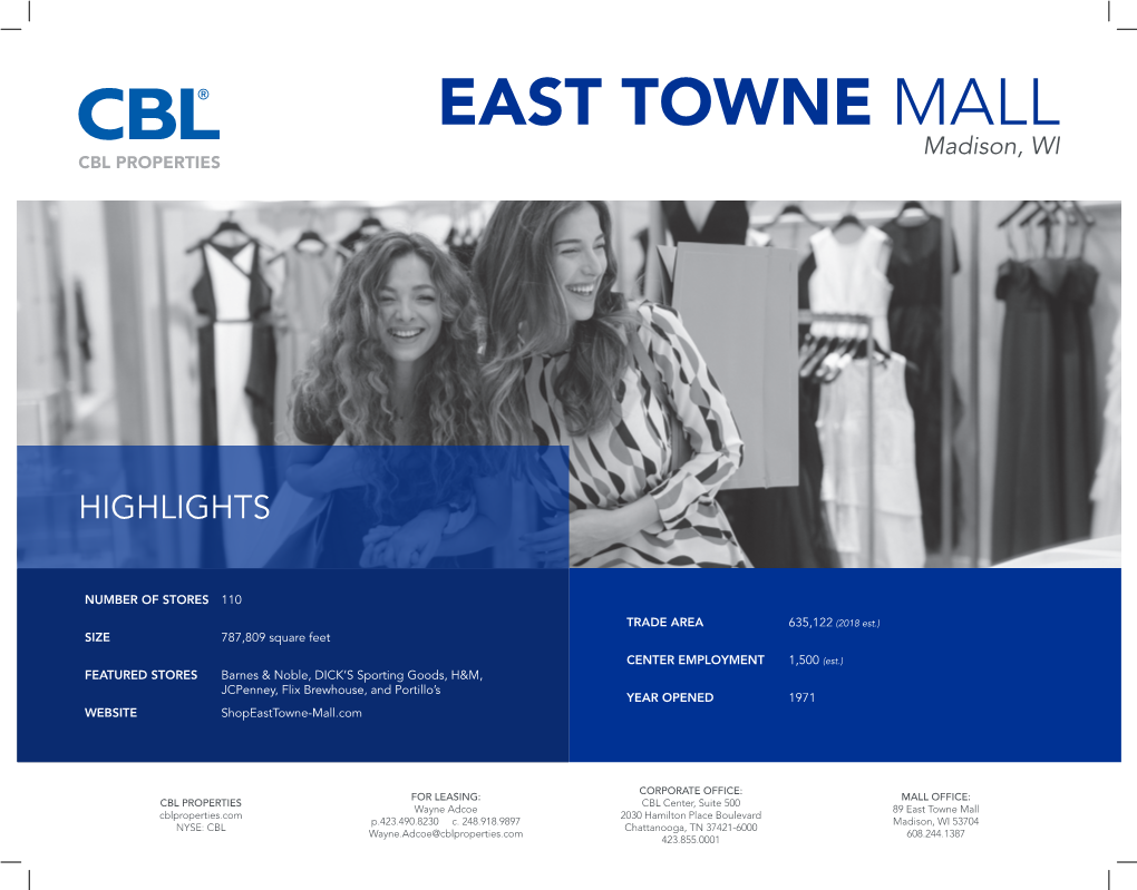East Towne Mall-Leasing Sheet-2019.Indd