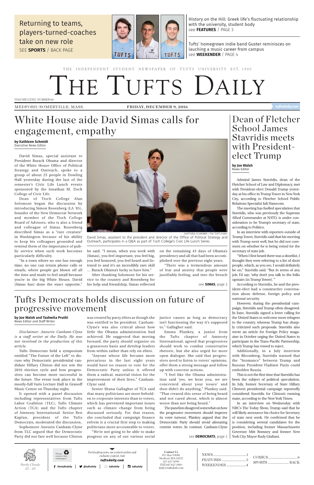The Tufts Daily Volume Lxxii, Number 60
