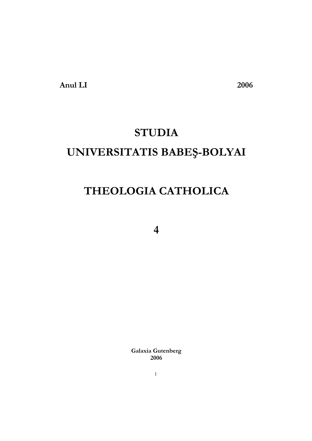 Studia Universitatis Babeş-Bolyai Theologia Catholica 4