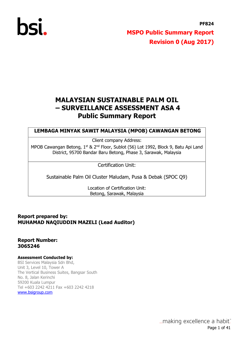 Sustainable Palm Oil Cluster Maludam, Pusa & Debak