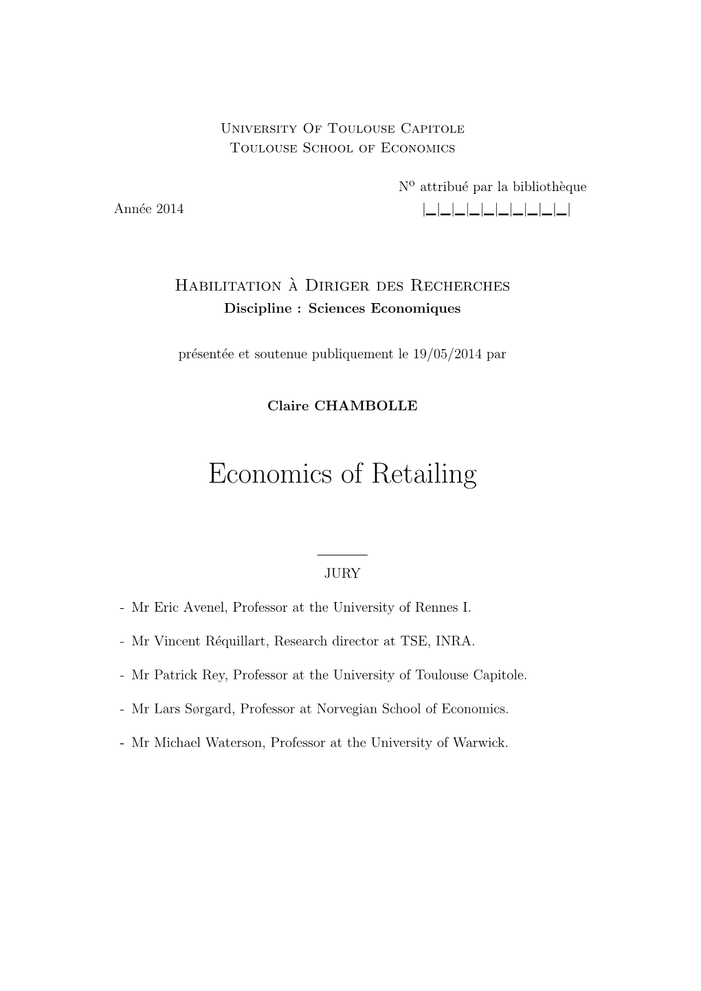 Economics of Retailing