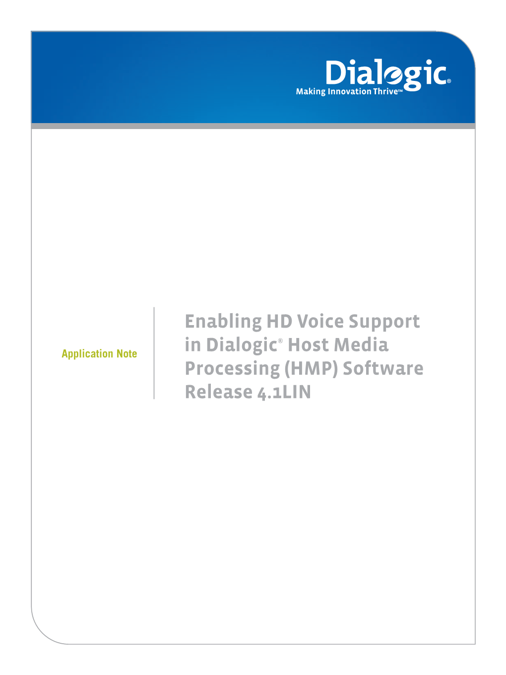 Enabling HD Voice Support in Dialogic® Host Media Processing