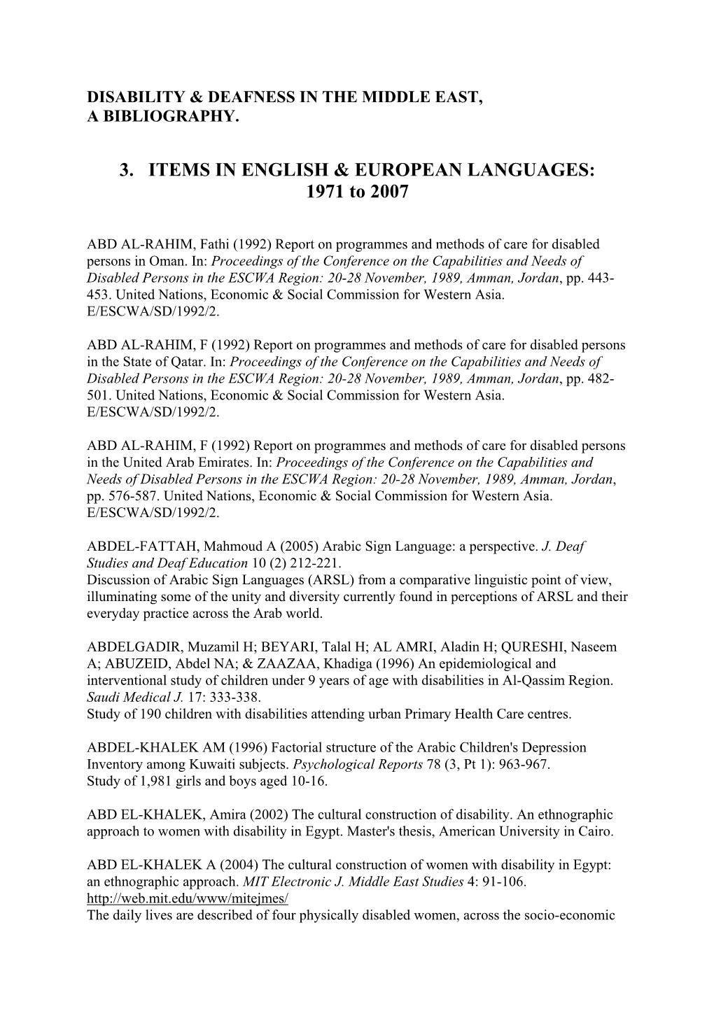 Disability & Deafness in the Middle East