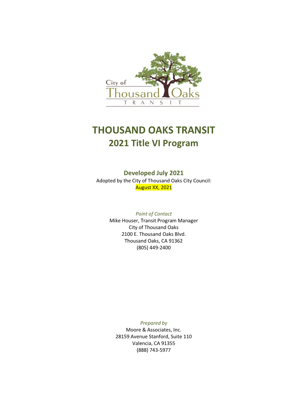 THOUSAND OAKS TRANSIT 2021 Title VI Program