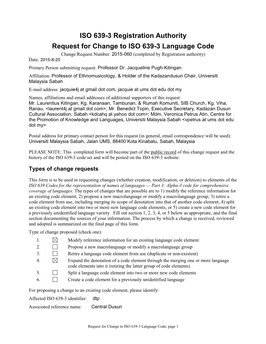 ISO 639-3 Code Split Request Template