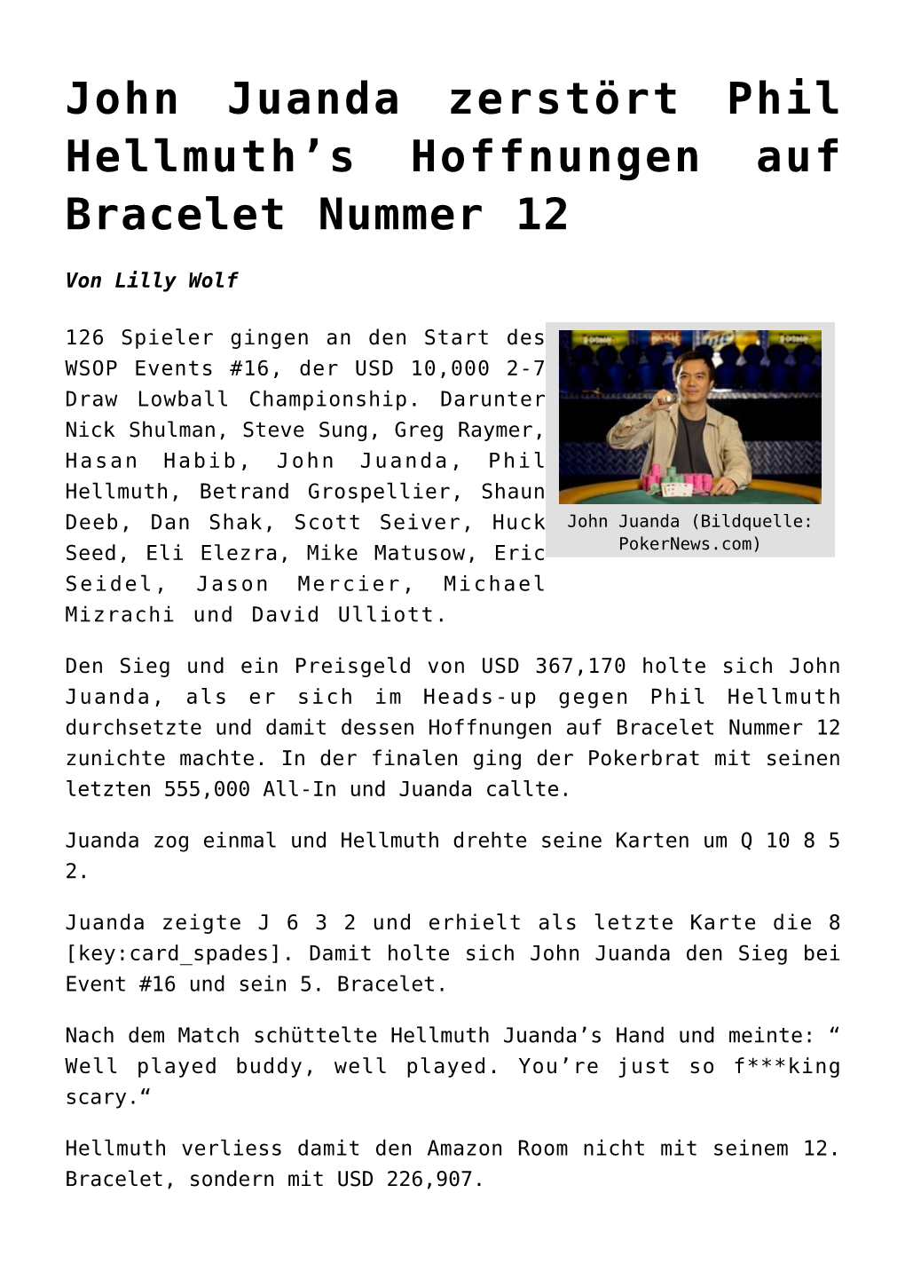 John Juanda Zerstört Phil Hellmuth&#8217