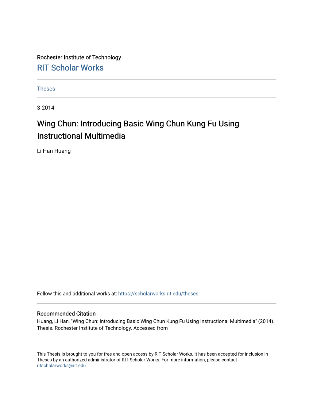 Introducing Basic Wing Chun Kung Fu Using Instructional Multimedia
