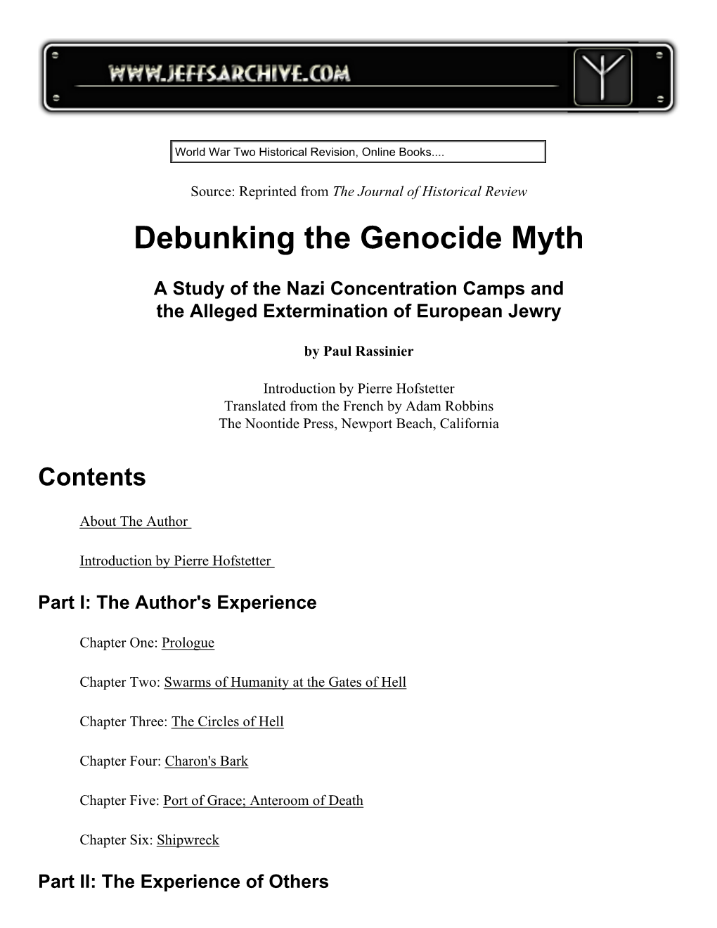 Debunking the Genocide Myth