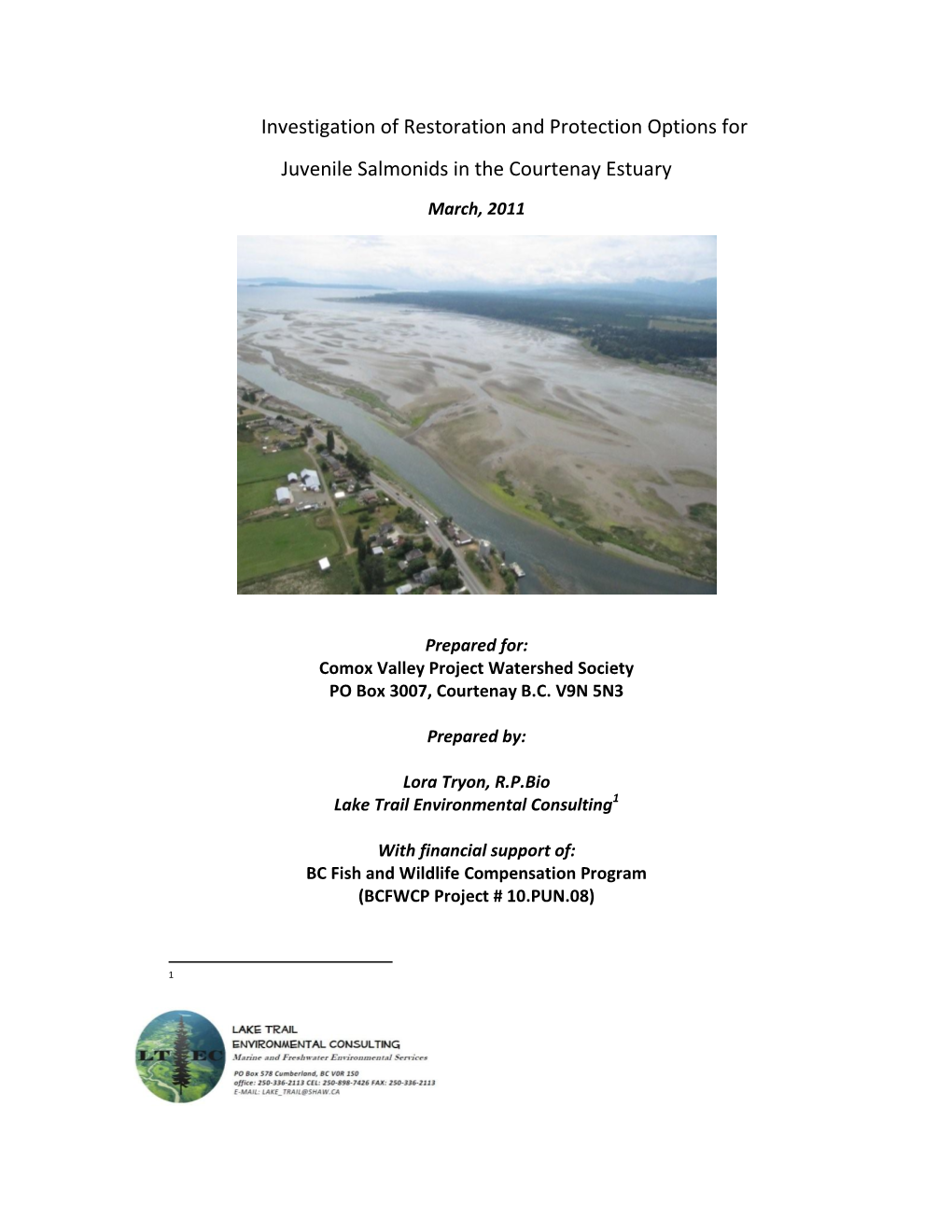 Investigation of Restoration and Protection Options for Juvenile Salmonids in the Courtenay Estuary