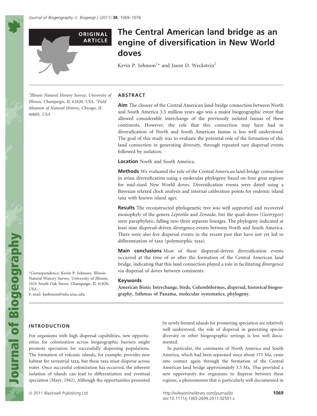 The Central American Land Bridge As an Engine of Diversification in New World Doves