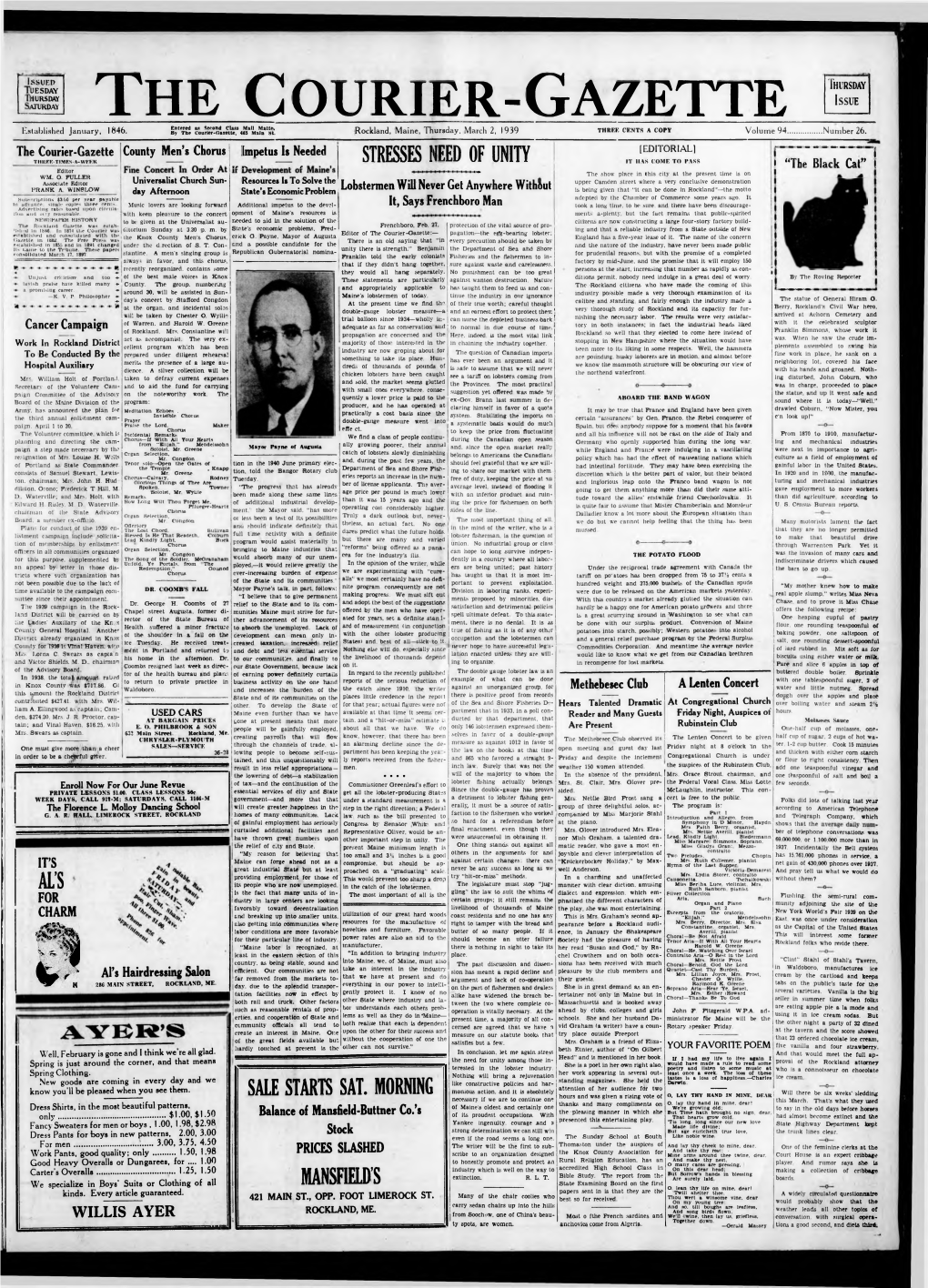 Courier Gazette : March 2, 1939