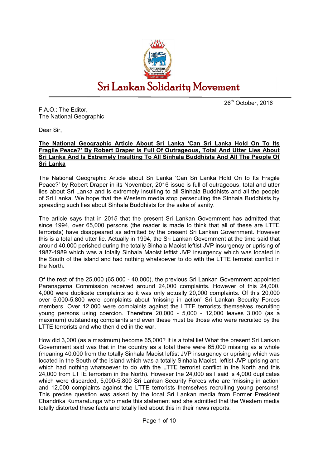 Sri Lankan Solidarity Movement