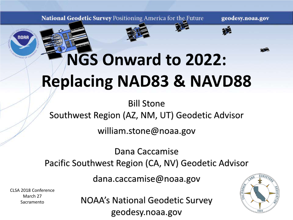 NGS Onward to 2022: Replacing NAD83 & NAVD88