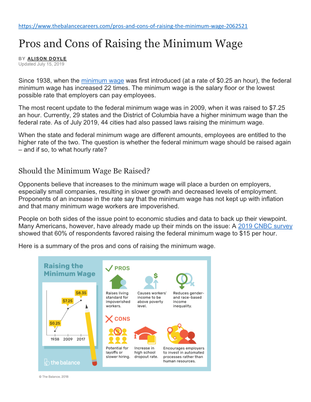 Pros and Cons of Raising the Minimum Wage