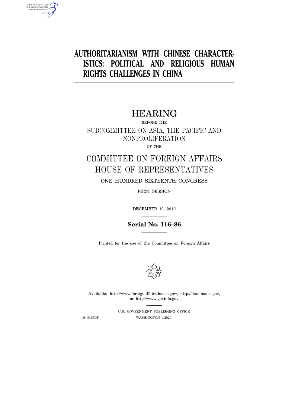 Authoritarianism with Chinese Character- Istics: Political and Religious Human Rights Challenges in China