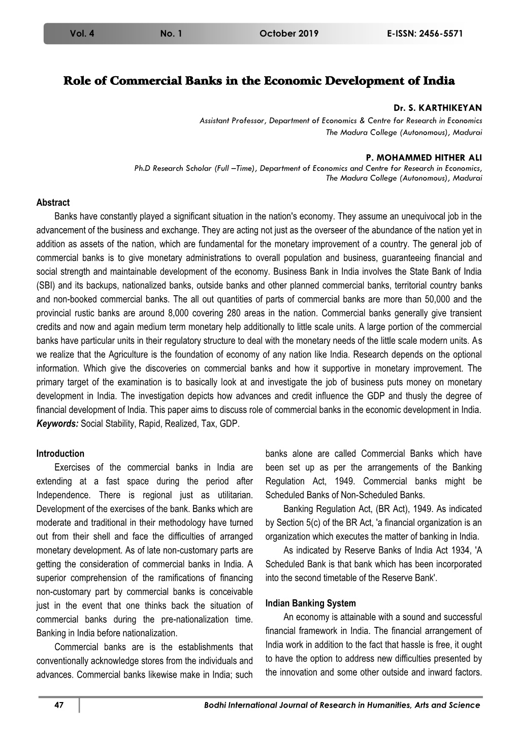 Role of Commercial Banks in the Economic Development of India