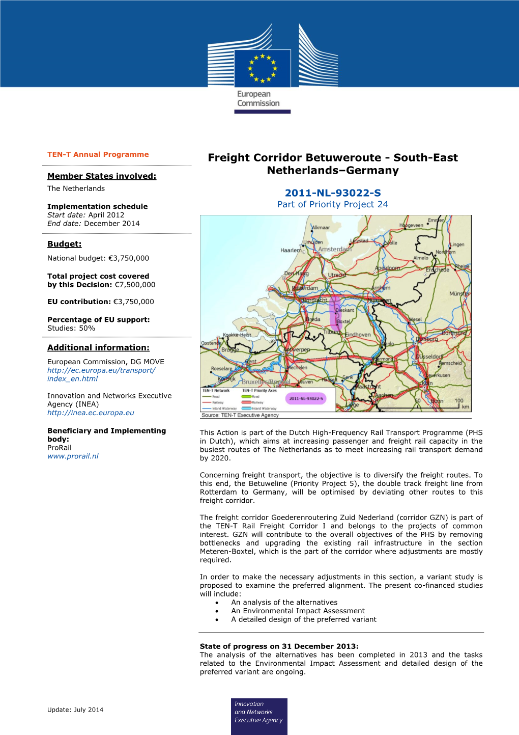 Freight Corridor Betuweroute - South-East Netherlands–Germany Member States Involved