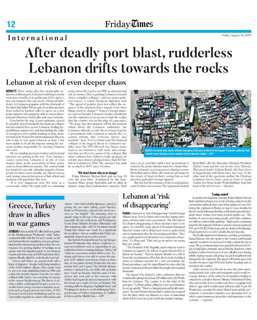 After Deadly Port Blast, Rudderless Lebanon Drifts Towards the Rocks Lebanon at Risk of Even Deeper Chaos