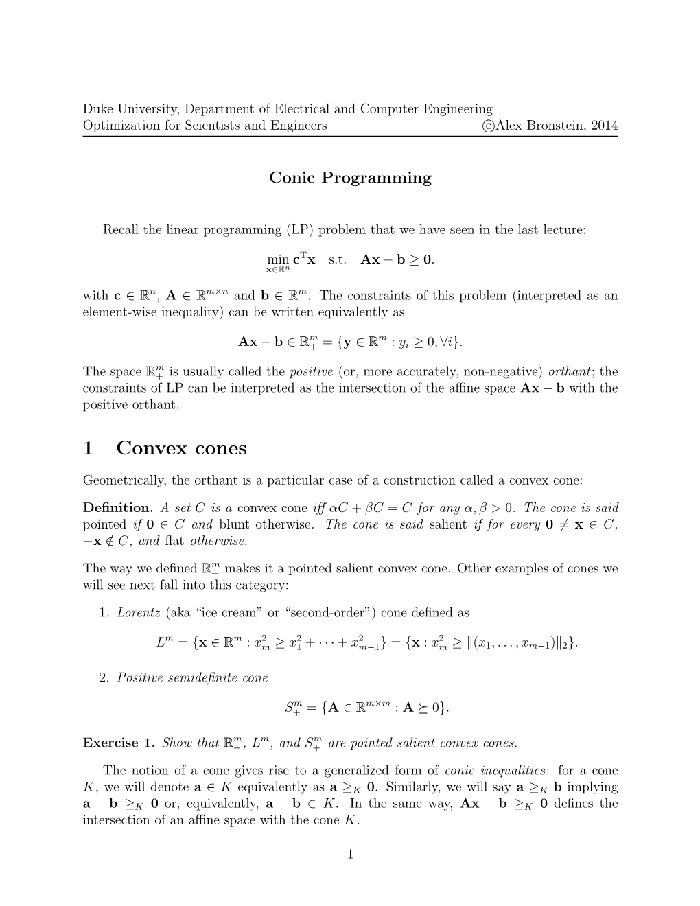 1 Convex Cones