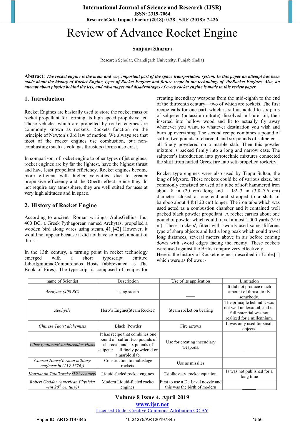 Review of Advance Rocket Engine