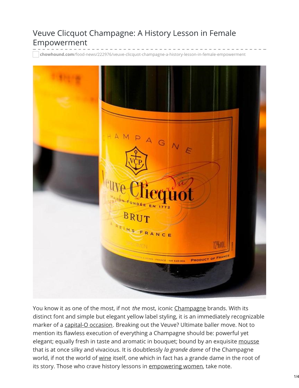 Veuve Clicquot Champagne: a History Lesson in Female Empowerment