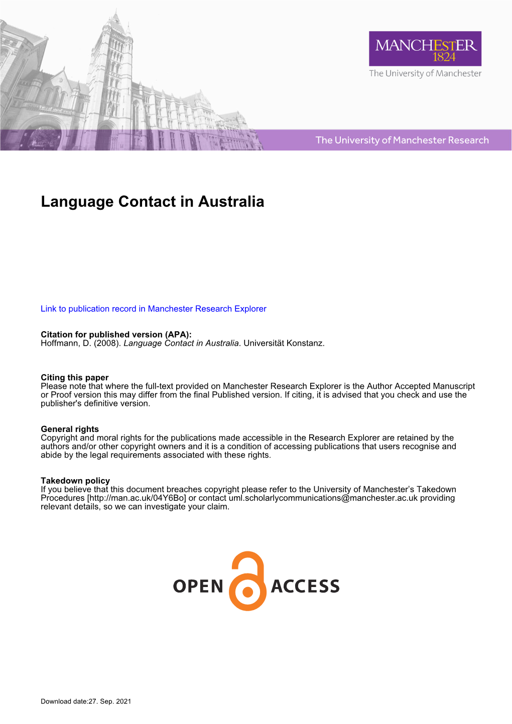 Language Contact in Australia