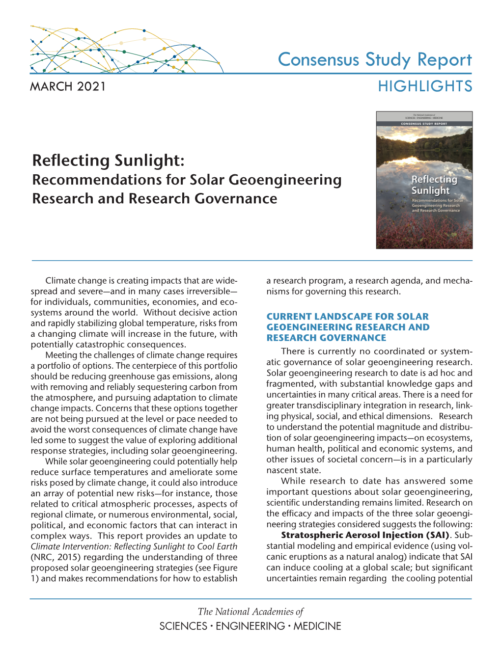 Consensus Study Report MARCH 2021 HIGHLIGHTS